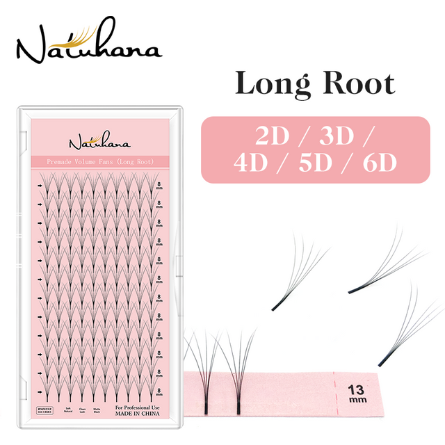 NATUHANA Lashes 2D 3D 4D 5D 6D Long Stem Premade Volume Fans Faux Mink Eyelash Extension Premade Russia Fan Eyelashes for Makeup