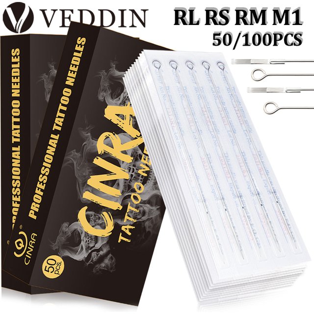 100/50pcs Sterilized Tattoo Needles Disposable Standard Stainless Steel Tattoo Needle RL RS M1 RM Makeup Tattoo Machine Supplies