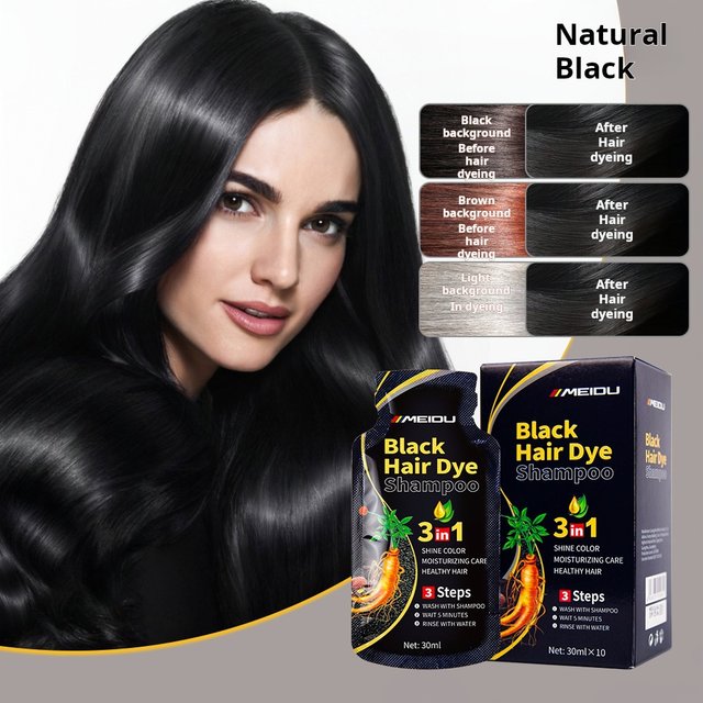30ml Hair Dye Shampoo 3in1 Darkening Hairs Instant Gray To Black Polygonum Multiflorum Natural Coloing Cover for women