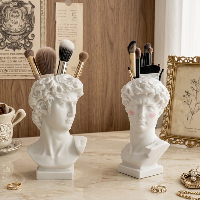 David Statue Head Vase, Bust-Shaped Vase Decor, Sculpture Brush Holder, Makeup Brush Holder, Pen Holder Sculpture Flower Pot