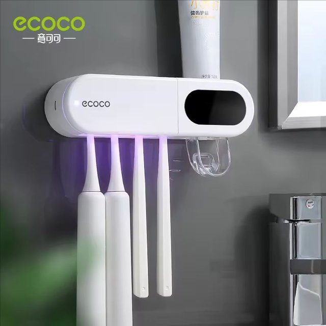 ECOCO Toothbrush Sterilizer Automatic Induction Rechargeable Drying Wall-mounted UV Tooth Brush Holder Rack Bathroom Accessories