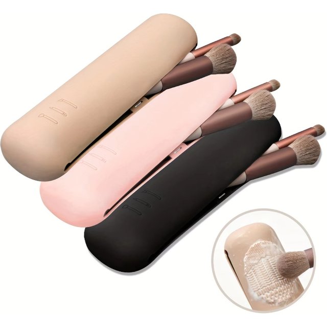 5/3/1Pcs Silicone Makeup Brush Storage Bag Waterproof Makeup Brush Travel Holder Magnetic Portable Cosmetic Bag Multipurpose
