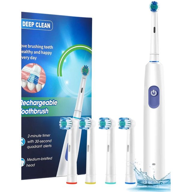 Rotating Electric Toothbrush Set for Adult Teeth Whitening Teeth Brushes 3D Round Head Soft Brush Type-C Electric Toothbrush