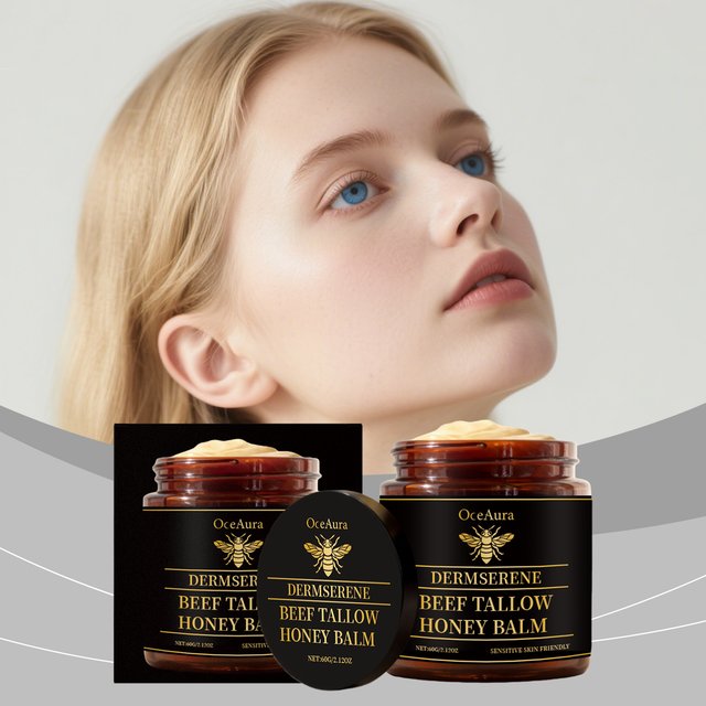 Beef Tallow Face Cream Organic Raw Honey Balm Skin Care Brightening Grass-Fed Natural Whipped Body Moisturizer Hydrating Cream