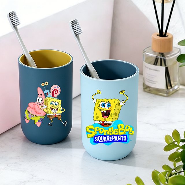 SpongeBob SquarePants Bathroom Toothbrush Cup Wash Brush Cup Mouthwash Cup Toothbrush Glass Mugs Nordic Travel Set Home Gift
