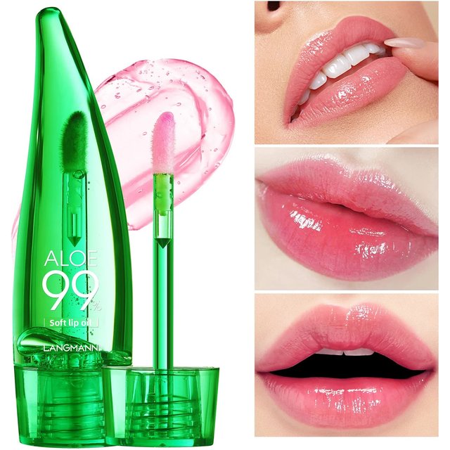 Aloe Vera Lip Gloss Strawberry Flavored Color Changing Moisturizing Lip Oil Long Lasting Shine Glaze for Lips Care