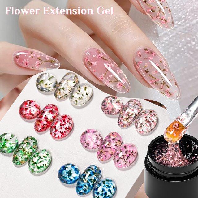 8ml Flower Extension Gel Nail Polish Semi Permanent Soak Off UV LED Gel Manicure DIY Nail Extension Tool Nail Supplies