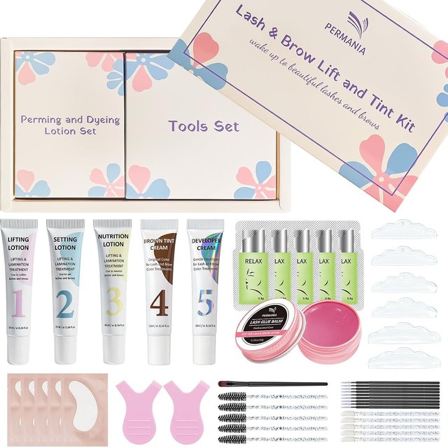 PERMANIA Lash & Brow Lifted And Tint Kit Lash Brow Lift Perm Fixation Setting Curled Lashes Long-lasting Set Female Makeup Tool