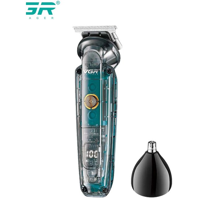 VGR 949 NEW Hair Clipper Cordless Hair Trimmers Rechargeable Digital Display Haircut Machine Transparent Barber Hair Clipper