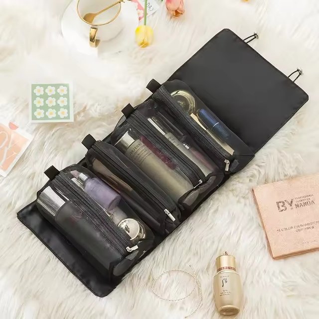 1pc-Detachable Cosmetic Bag Portable Large Capacity 4 in 1 Makeup Bags Portable Folding Travel Cosmetics Storage Toiletry Bag