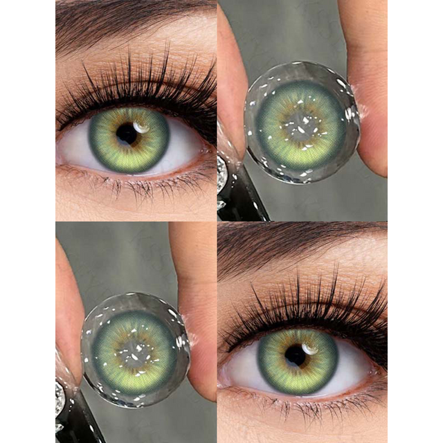 KSSEYE 2PCS Yearly Colored Contact Lenses for Eyes Green Lenses Blue Lenses with diopters Korean Fashion Cosmetics Fast Shipping