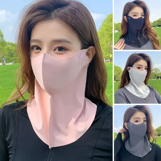 Ice Silk Sunscreen Long Veil Women Summer Neck Face Mask UV Protection Sun Masks Breathable Skin-friendly Face Cover Fashion New