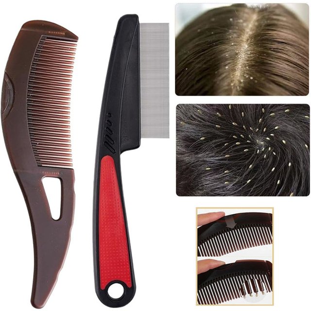 2pcs Dandruff Comb Set Fine Tooth Comb Scalp Psoriasis Comb Scalp Oil Buildup Removal Wide Hollow Tooth Button Hairbrush Combs