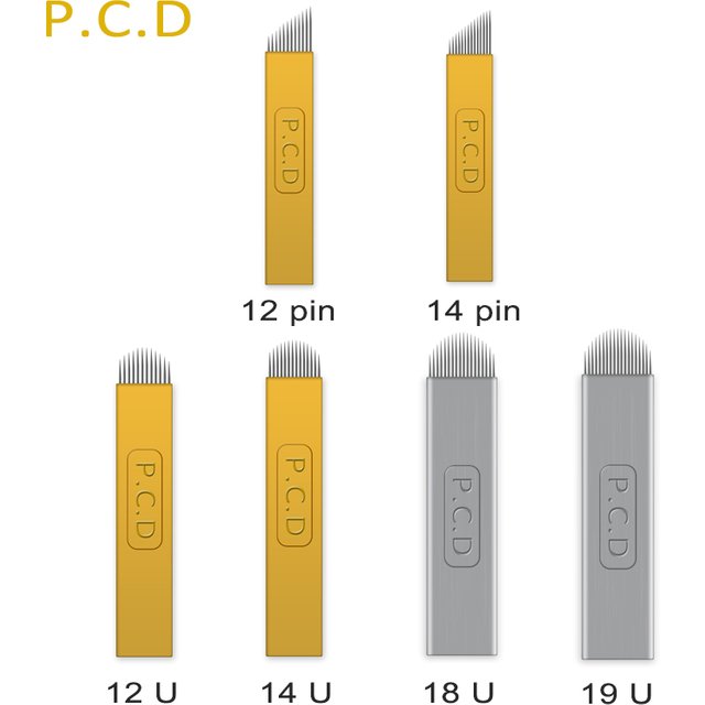 500Pcs PCD 12 14 19 U Shape Copper Tattoo Needles Microblading Blades For Semi Permanent Makeup Manual Pen 3D Eyebrow