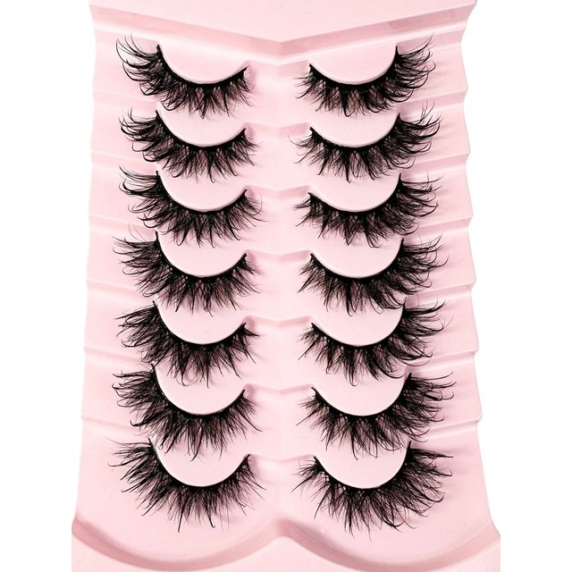 7Pairs Wet Spike Lashes that Look Like Eyelash Extensions Dramatic Faux Mink Strip Lashes Makeup False Eyelashes Supplies