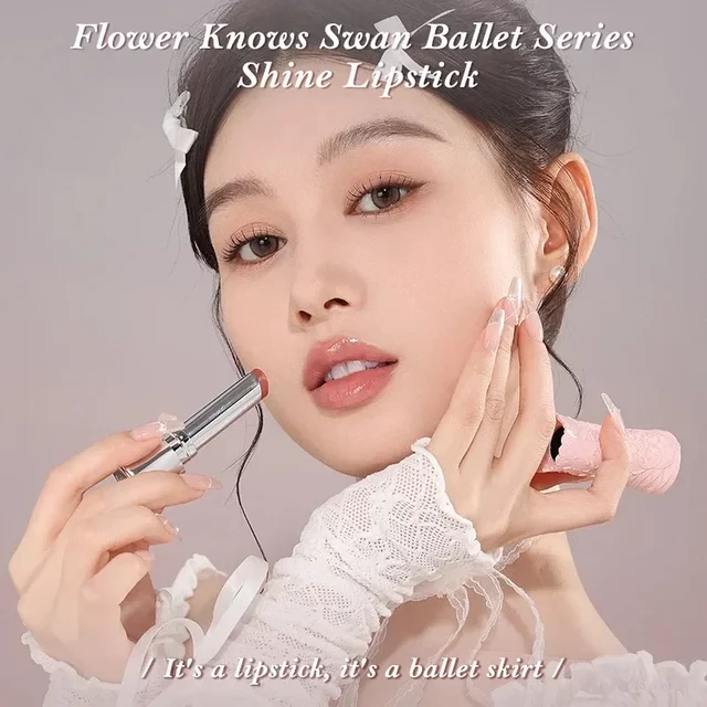 Flower Knows Swan Ballet Moisturizing Vegan Lipstick Professional Korean Style Lipgloss Solid Mirror Glaze