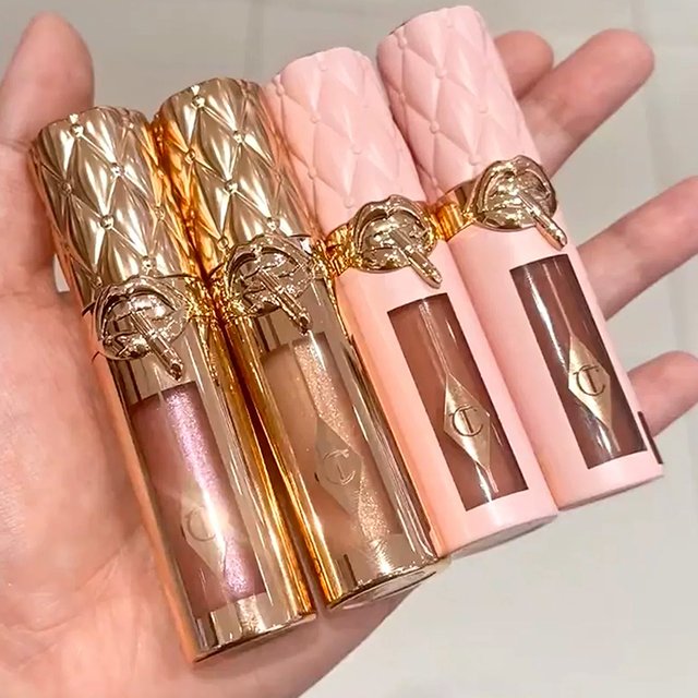 Hot CT Shiny Plump Lip Gloss Lasting Moisturizing Mirror Lip Tint Nude Glitter Lip Makeup Double Color Powder Blusher FIRST LOVE