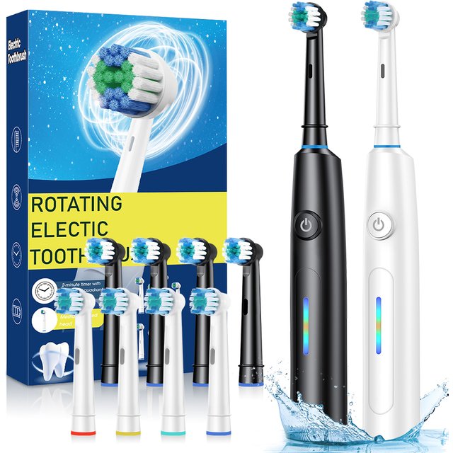 Rechargeable Rotating Electric Toothbrush for Adults 5 Modes with 4 Replacement Heads Smart Timer Rotation Toothbrush