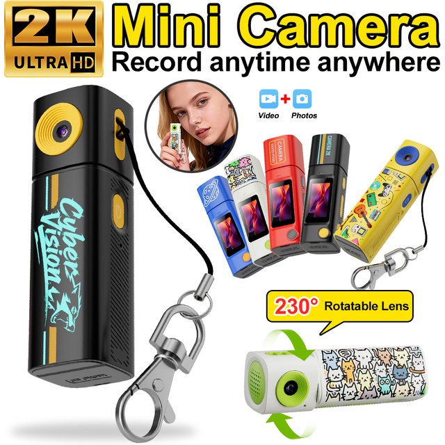 Thumb Mini Camera Lipstick Series 2K HD Portable Sports Camcorder for Students Lens 230°rotation Pocket DV Video Recorder Cam