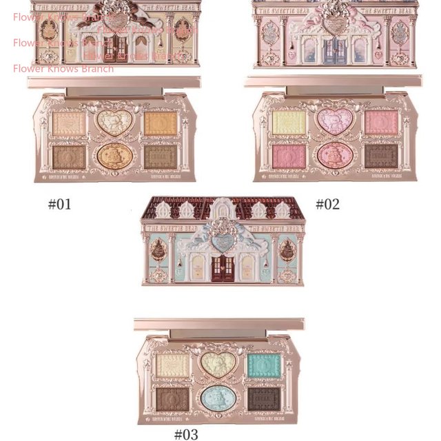Flower Knows SWEETIE BEAR COLLECTION 6-Color Eye Shadow Palette Makeup Long Lasting Matte Shimmer Finish Eyeshadow Powder