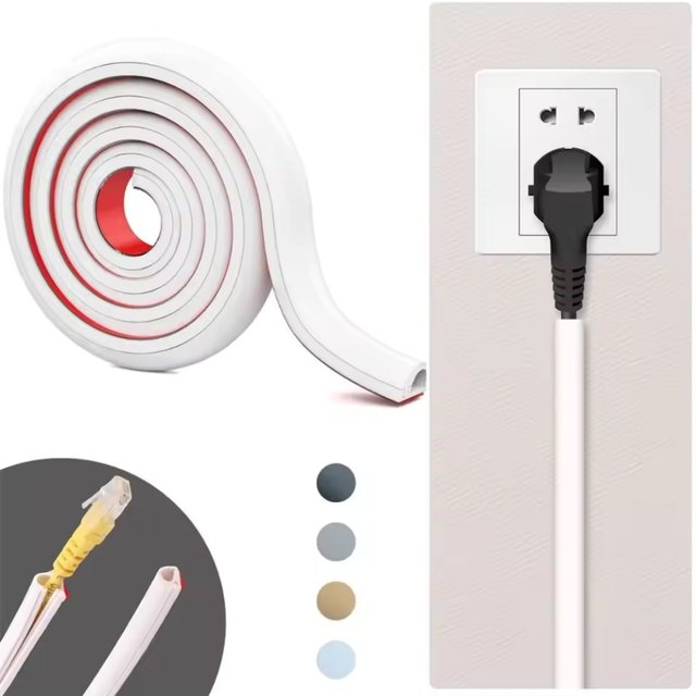 1pc 1m/39.37inProfessional Self-Adhesive Wall Cord Hider Raceway Cable Concealer PVC Flexible Cable Management Home Office