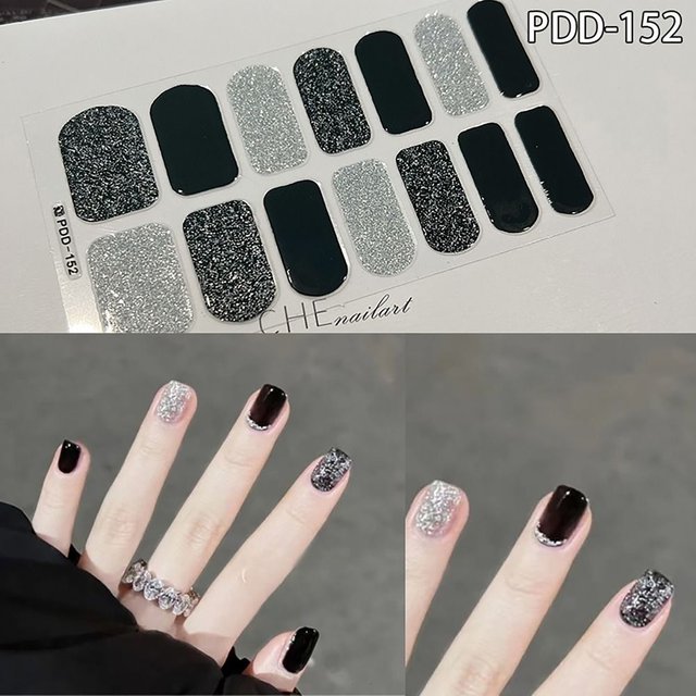 Waterproof 14Strip Gel Nail Stickers Semi Cured Full Cover flash Gel Nail Polish Strips Floristic Nail Patch DIY Nail Art Making