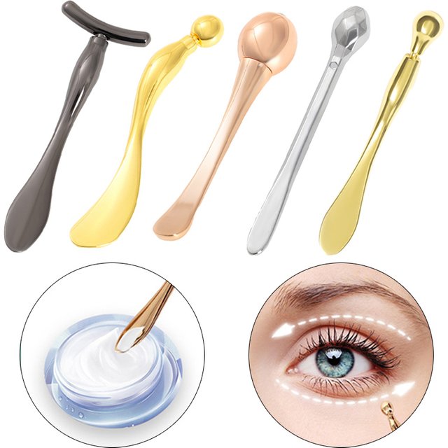 1PC Mini Metal Eye Cream Applicator Eye Cream Mixing Spatula Spoon Face Lifting Massage Facial Massager Thin Face Magic Stick