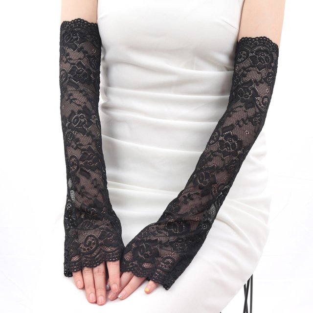 1 Pair Fashion Gloves Lace UV Protection Arm Sleeve Sunscreen Women Driving Dance Long Arm Protection Sleeves Fingerless Gloves