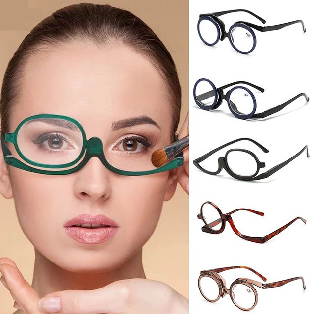 Magnifying Makeup Reading Glasses Rotating Lens Cosmetic Make Up Presbyopic Eye Glasses Readers +1.0 To +4.0