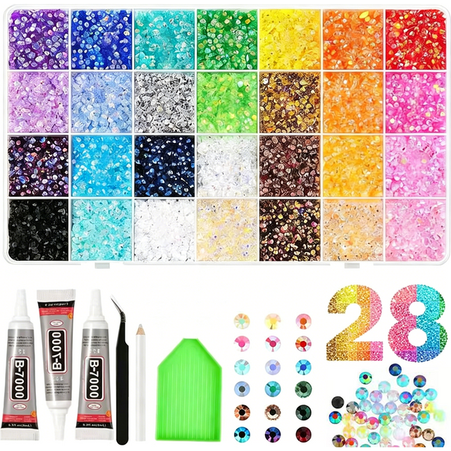 3/4/5mm Mixed Color Jelly Drill Rhinestone Set DIY Clothing Nail Drill Phone Drill Glasses Drill Cups, Shoes, Skincare Bottle Dr