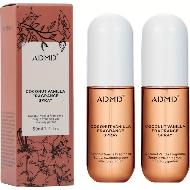 Lot de 2 sprays parfumés à la noix de coco – Désodorisant double usage pour cheveux et corps, parfum longue durée, format compact et prêt à voyager