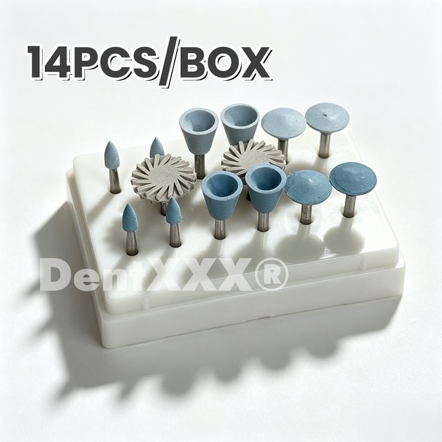 14PCS/BOX Composite Polishing Kit Ra 2.35mm Silicone Rubber Polisher for Porcelain Resin Nail Polishing