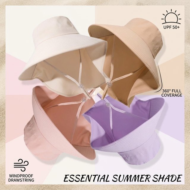 Summer Hats for women Outdoor UV Anti Neck Protection Sun Visors for Lady Fishing Hiking Wide Brim Shawl Sunscreen Ponytail Cap