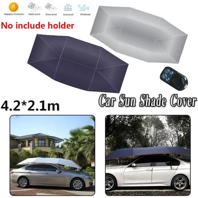 4.2x2.1m Car Summer Sunshade Umbrella Fully Automatic Folding Roof Summer Sunscreen Shed Remote Control Portable Canopy Cover
