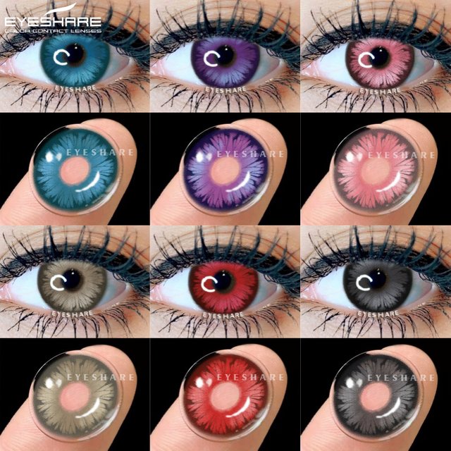 EYESHARE Cosplay Colored Contact Lenses 2pcs Crazy Contact Lenses Anime Rad Eye Lenses Halloween Beauty Makeup Purple Lenses