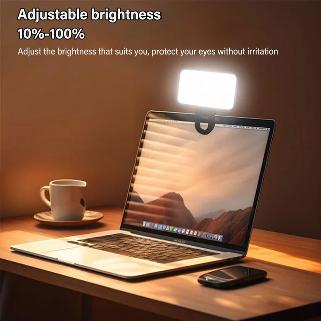 Portable Mini Selfie Fill Light Rechargeable 3 Modes Adjustable Brightness Clip On For Mobile Phone Make Up Computer Fill Light