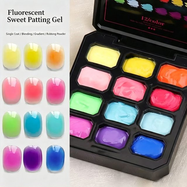 12 Color Y2K Fluorescent Solid Gel Nail Polish, Permanently Removable, UV/LED Nail Polish.