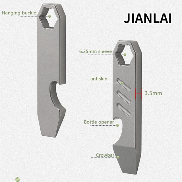 Mini ouvre-bouteille en alliage de titane TC4, échelle graduée, clé hexagonale EDC, outils