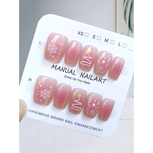 110 Pcs Women Powder Blusher Christmas Tree Crystal Bell Christmas Atmosphere Cat Eye Press on Nails Nails Patch Fake Nails