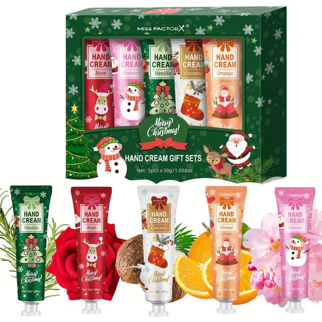 Christmas Gift 5/Box Hand Cream Set, Cream Texture, Hand Cream Travel Pack, Durable Moisturizer-30g/Piece Gift for women