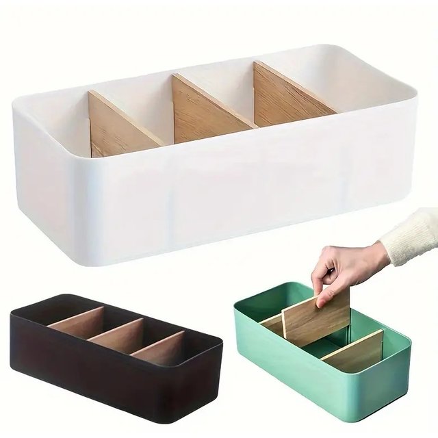 Desktop Storage Box, Bamboo And Wood Cosmetics Storage Basket, Remote Control Panel Storage Box, Miscellaneous Storage Basket