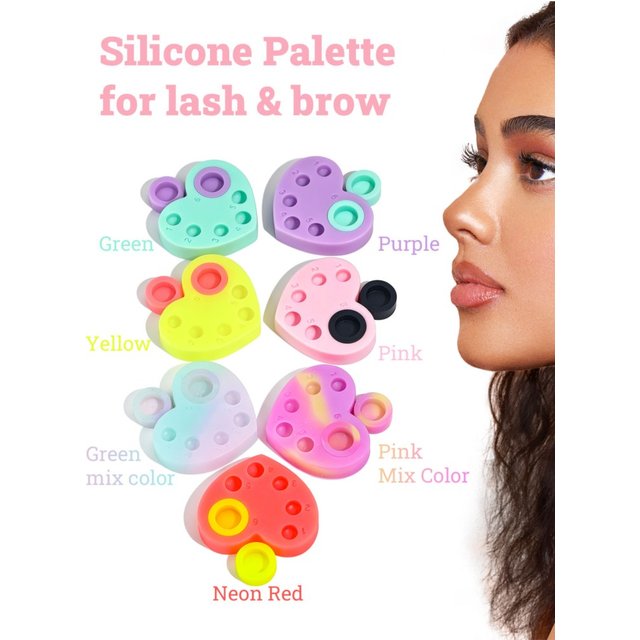 Permania 1Pcs Mini Silicone Palette 6 Function Tray For Lash Lift And Tint Brow Lamination Eyelashes Perm Pads Makeup Tool