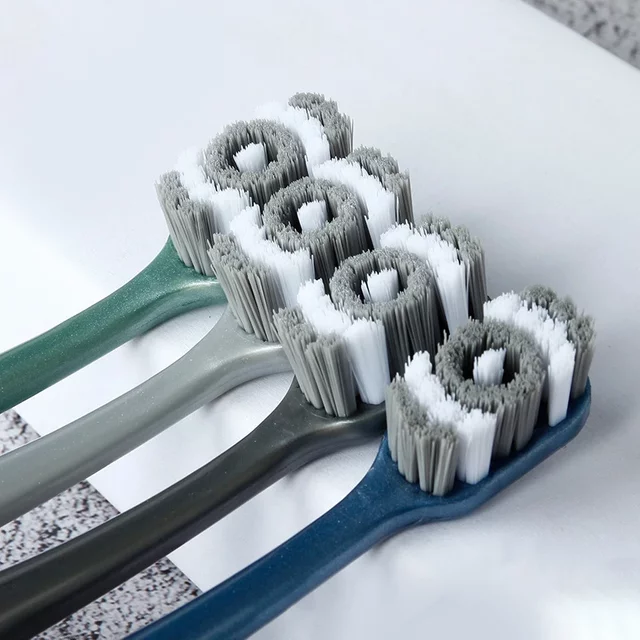 6 PCS Toothbrush Whiten Tooth Super Hard Bristles Cross Remove Tongue Plaque Bacteria Stains Dental Oral Care