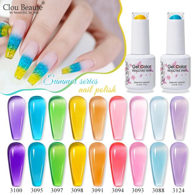 Clou Beaute 15ml Translucent Gel Nail Polish Pretty Jelly Transparent Summer Nails Art Varnish Semi Permanent Gellack Nail Salon