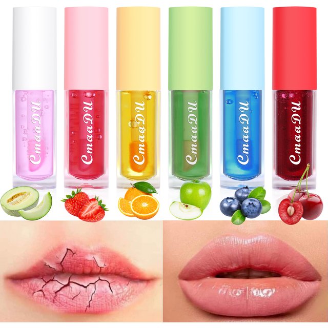 6 Color-Changing Lip Gloss Fruity Scent Moisturizing and Long-Lasting Smooth Hydrating Temperature-Activated Lip tint