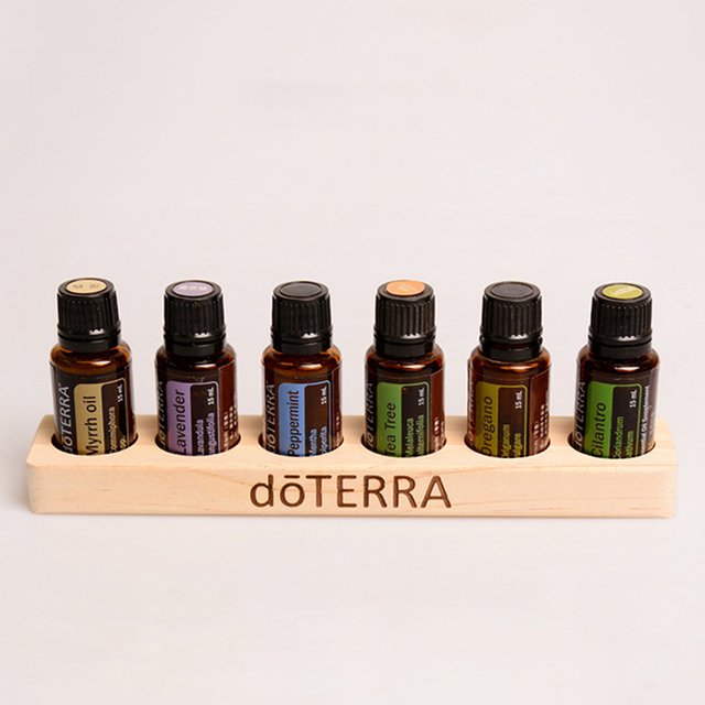 Présentoir en bois pour stockage d'huiles essentielles, porte-bouteille de parfum, 6 trous, lisse, DoTERRA, château essentiel, T1, 1PC