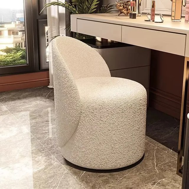 360°Rotatable Makeup Stool Sponge Comfortable Breathable Backrest Dressing Chair Living Room lamb leather Sofa side Chair