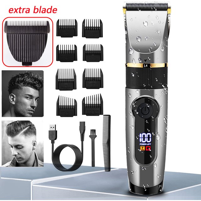 Professional Hair Clipper Rechargeable Electric Trimmer for men Beard Kids Barber Cutting Machine Haircut LED Screen Waterproof