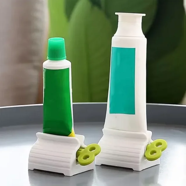 3 Pieces Rolling Tube Toothpaste Squeezer Toothpaste Seat Holder Stand Rotate Toothpaste Dispenser for Bathroom