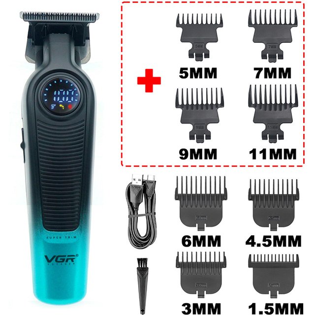 VGR V-996 Trimmer for men DLC T-Blade LED Display Cordless USB Oil Head Professional Hair Clipper Finishing Machine Haircut